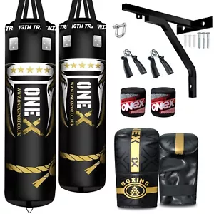 Punch Bag 4ft/5ft Filled Heavy Duty MMA Kickboxing Punching Bag Martial Arts Set - Picture 1 of 19
