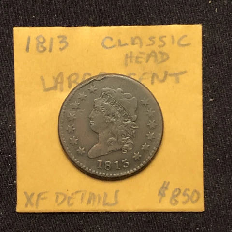 1813 CLASSIC LARGE CENT  xf details edge bump and some rev porosity   nice obv Cover
