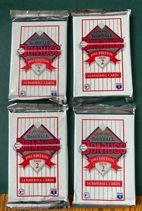 Lotto 4 confezioni cera sigillate Donruss Baseball 1993 mai aperte serie 2 spirito del gioco - Foto 1 di 2