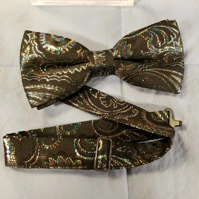 Pajarita para hombre negra y turquesa dorada bonita graduación boda formal Foto 1 de 2