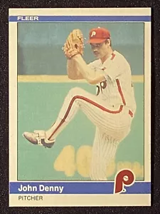 Tarjeta de béisbol Fleer #27 John Denny 1984 MLB Philadelphia Phillies Pitcher - Imagen 1 de 2