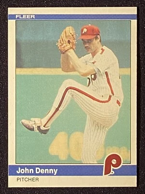 John Denny 1984 MLB Philadelphia Phillies Pitcher Baseball Card Fleer #27 - Image 1 of 2