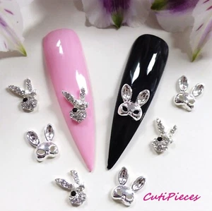 3D Nail Art "Bunny Rabbits" Rhinestone Silver Gunmetal Bunny Girl Alloy Metallic - Bild 1 von 7