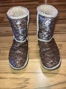 Stivali Ugg donna marroni multicolore paillettes fodera pelle di pecora taglia 5 - Foto 1 di 4