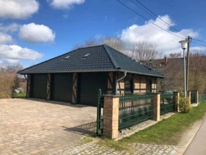 Fachwerk Garage - Düsseldorf, Walmdach KVH 10,10 x 7,0 m, Holzgarage als Bausatz - Bild 1 von 19