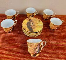 Heritage By Jay Saxophonist Demitasse Cup & Saucer Set Of 6
