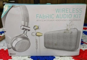 Sharper Image Wireless Fabric Audio Kit With Slim Speaker Headphones & Ear Buds - Picture 1 of 3