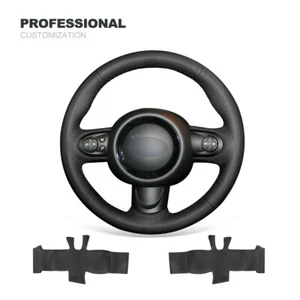 Hand-stitched Black Leather Car Steering Wheel Cover for Mini Cooper Paceman - Picture 1 of 7