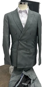 ABITO UOMO DOPPIO PETTO GRIGIO 46 48 50 52 54 56 58 60 FRESCO LANA MADE IN ITALY - Imagen 1 de 8