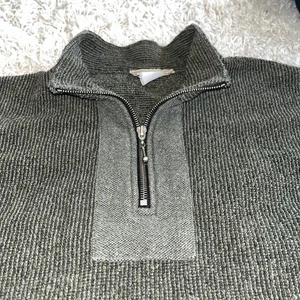Overland Maglione Pullover Uomo 1/4 Zip Grande Verde Oliva - Foto 1 di 8