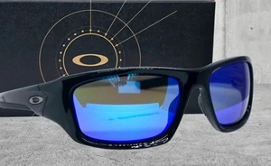 Custom OAKLEY polished black VALVE +(aftermarket) blue POLARIZED sunglasses NEW! - Picture 1 of 8