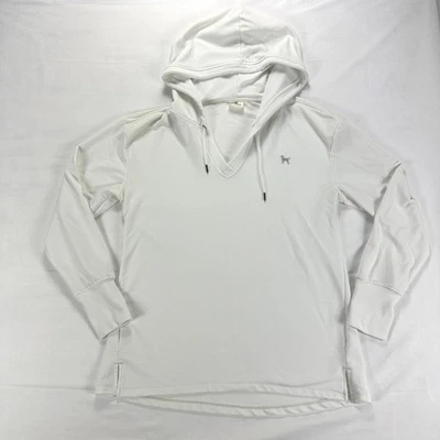 The Black Dog M White Long Sleeve Hoodie Pullover V-Neck Lightweight Casual Top - Image 1 of 4