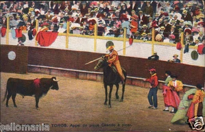 ANTIGUA POSTAL TAUROMAQUIA CITANDO A PICAR TOROS BULLS POSTCARD CC00551 - Picture 1 of 1