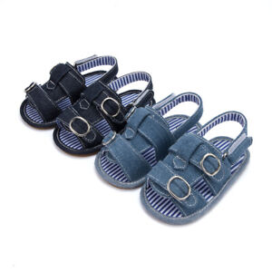Baby Boy Crib Shoes Toddler Kids PreWalker Trainers Infant Rubber Summer Sandals
