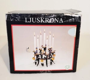 Vintage Swedish LJUSKRONA Iron Candelabra St Lucia Candle Holder Decor w/Box - Picture 1 of 7