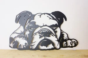 British Bulldog Metal Face Wall Art / Garden Sculpture - Imagen 1 de 3