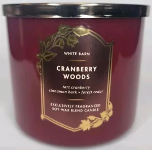 BATH & BODY WORKS WHITE BARN CRANBERRY WOODS 3 WICK 14.5 OZ SCENTED CANDLE - Picture 1 of 5
