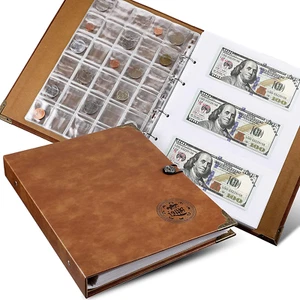 Coin Collecting Holder Album with 150 Coin Pockets and 240 Paper Currency Poc... - Picture 1 of 11