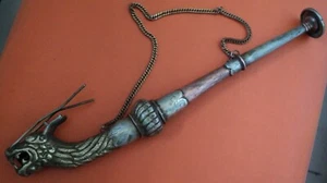 ancient early XXc genuine dragon chinese tibet trumpet brass copper german silve - Picture 1 of 12