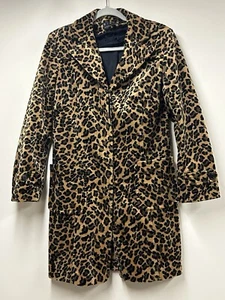 Giacca Felt Leopard Button Trench Coat Long Blazer Size Small Jacket - Picture 1 of 3