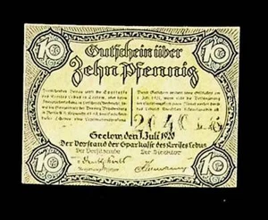 1920 Alemania GEELOW 10 Phennig billete/dinero de emergencia - Imagen 1 de 2