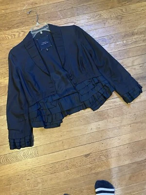 Blazer Robert Rodriguez Negro Volantes Peplum Talla 2 Foto 1 de 4