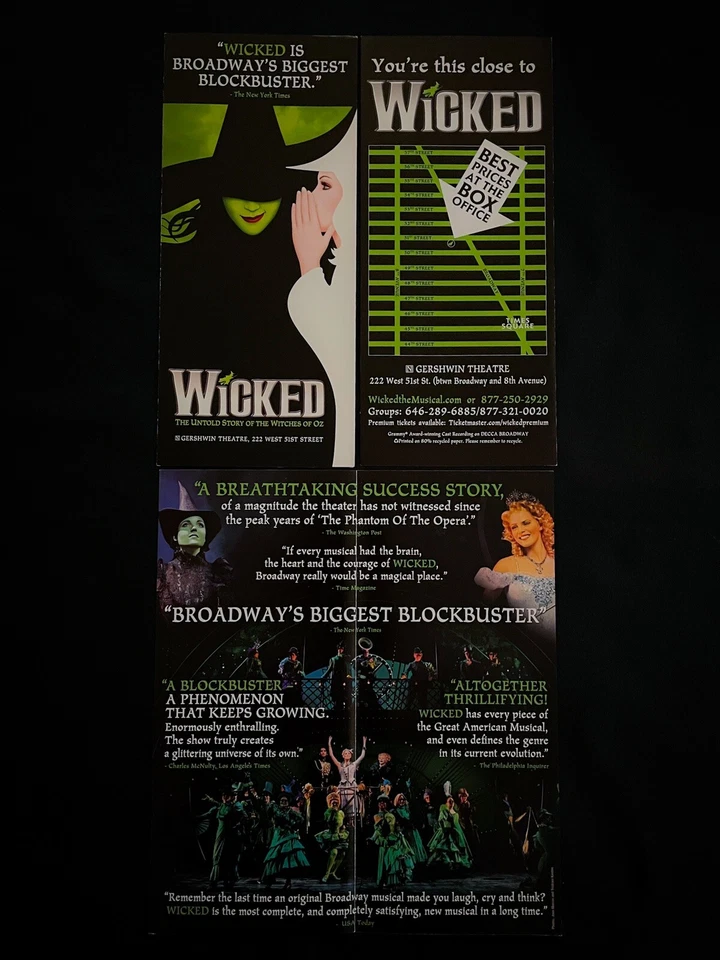 WICKED The Musical Broadway Flyer. Kerry Ellis, Katie Rose Clarke, 2008 Leaflet