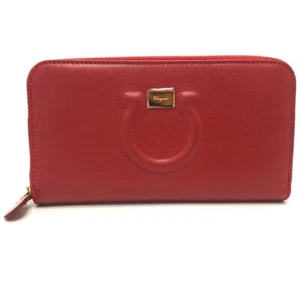 Salvatore Ferragamo Gancini Zip Around Long Wallet Leather Red - Bild 1 von 15