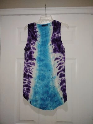 Túnica Millennium Tie Dye Bordada Lentejuelas Sin Mangas Talla Única Grande Foto 1 de 4