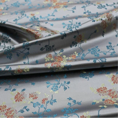 Chinese Embroidered Floral Fabric Jacquard Rayon Satin Brocade Sold By Meter - Image 1 of 4
