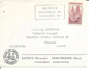 France 1958 - Cover Twining of Bayeux Normandie and Dorchester Dorset - Picture 1 of 1