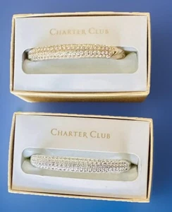 2 Birthday Gift CC Silver-Tone & Gold-Tone Rhinestones Crystal Bangle Bracelets - Picture 1 of 9