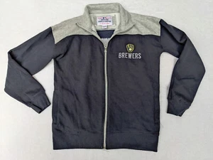 Milwaukee Brewers Mens M Black Gray Jacket Fleece Full Zip MLB Long Sleeve - Picture 1 of 11