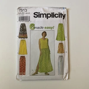 Simplicity 7513 Misses Anziehrock & Hose 6 einfache Größen XS S M - Bild 1 von 3