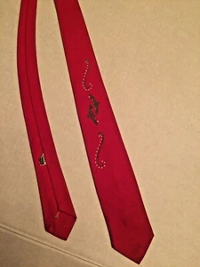 Rot handbemalt ? 50er oder 40er Jahre Vintage Krawatte 100% Arnel Tie 2" breit - Bild 1 von 4