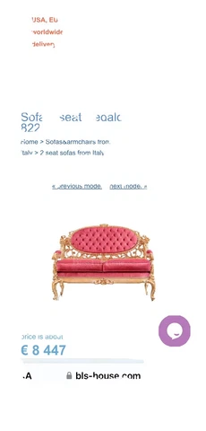 SILIK Rococo Baroque Italian living room 2seats sofa Only Italy French Victorian Cover