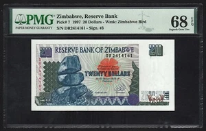 1997 Simbabwe, Reserve Bank, 20 Dollars, Pick-7, PMG 68 UNC - TOP POP - Bild 1 von 4