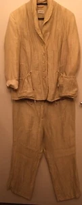 Hosenanzug 44/46 weites Bein,süße Details beige guter Zustand Sommerqualität - Bild 1 von 5