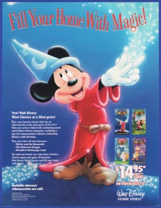 Vintage 1988 WALT DISNEY Home Video VHS Movie Release Promo 80's Print Ad - Picture 1 of 1