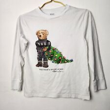 Polo Bear Shirt Youth Small CH (8) Ralph Lauren Christmas Tree Long Sleeve Kids