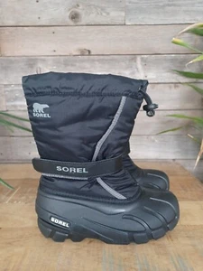 Sorel Flurry Winter Snow Boots Waterproof NY1965-016 Unisex Youth Size 3 Black - Picture 1 of 15