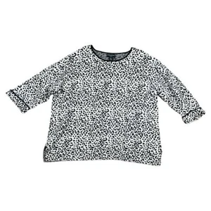Cynthia Rowley Cheetah Animal Print Sweater Mob Wife Black White Womens Size 3X - Picture 1 of 7