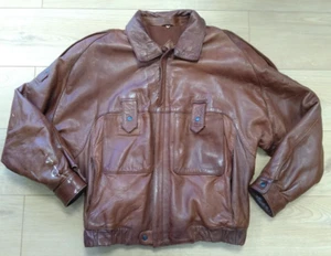 Torras Vintage Men's Leather Jacket Coat Brown Size 50 Large Made In Spain - Picture 1 of 14