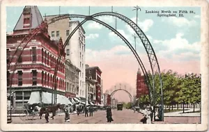 Blick nach Norden auf die Fifth Street, Springfield, Illinois - unbespostte alte Postkarte - Bild 1 von 3