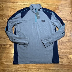 NEW Armani Exchange Pullover Mens 2XL Gray Blue Half Zip Long Sleeve Athletic - Picture 1 of 8