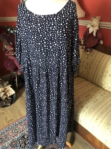 PLUS SIZE Short Sleeve Spotted Casual Baggy Loose Maxi Dress Pit2pit 26in L48in - Picture 1 of 6