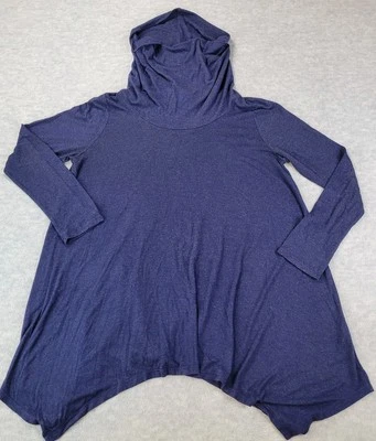 Chatoyant Tunic Top Cowl Neck Blouse Boho Flowy Blue Long Sleeve Womens L Foto 1 de 4
