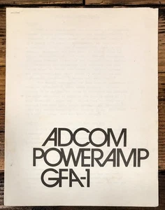 Adcom GFA-1 Amplifier Owners / User Manual *Original* - Picture 1 of 1