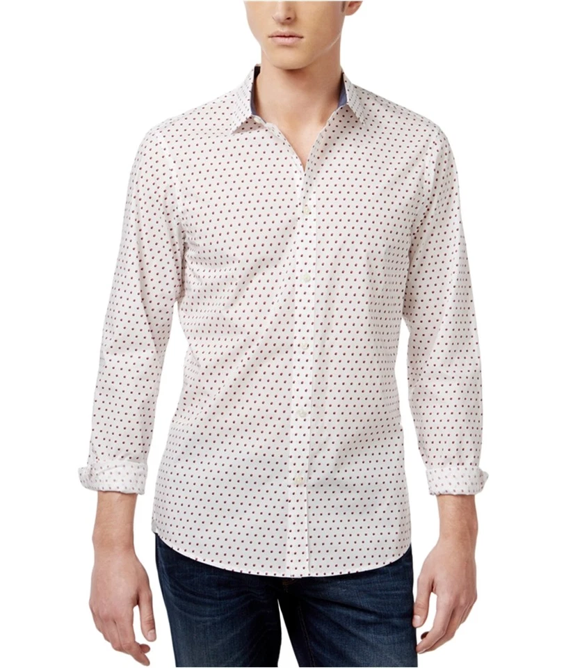 Camisa Michael Kors Para Hombre Cuadrada Sombra Con Botones, Blanca, Pequeña Foto 1 de 1