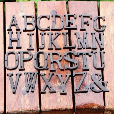 Rustic Cast Iron House Address Numbers Letters Black Alphabet Home Door Mailbox - Image 1 of 4